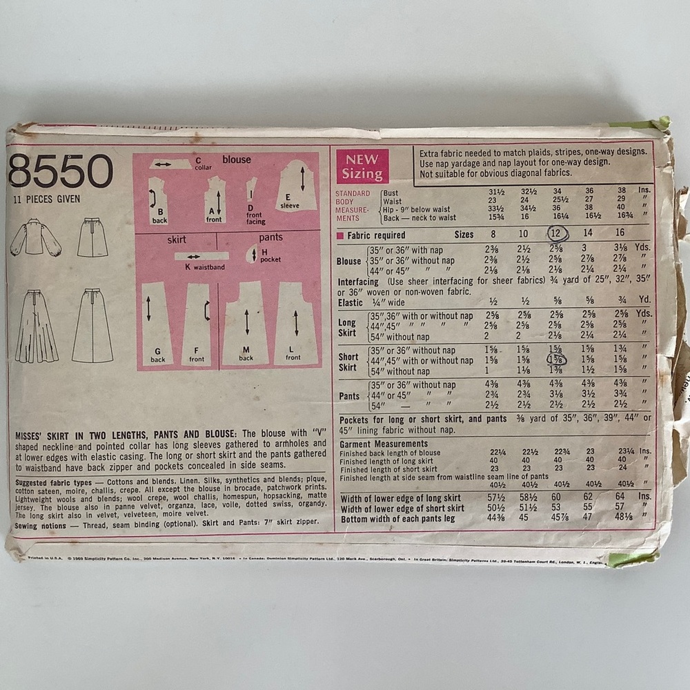 Simplicity 8550 Sewing Pattern - Picture 3 of 3